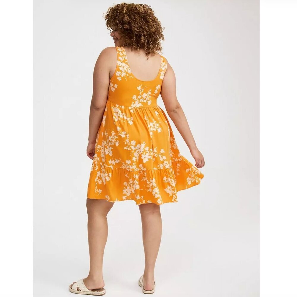 Women's Plus 2 NWT Torrid Tiered Tank Mini Dress Tropical Floral Iceland Poppy - Picture 3 of 9